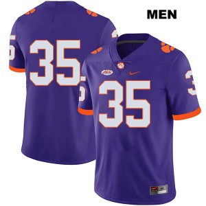 #35 Justin Foster Clemson Tigers Mens No Name Player Jersey Purple
