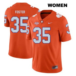 #35 Justin Foster Clemson Tigers Womens College Jersey Orange