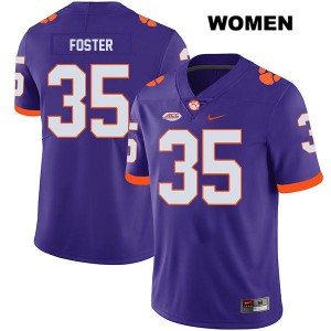 #35 Justin Foster Clemson Tigers Womens Football Jerseys Purple