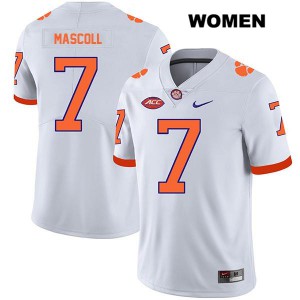 #7 Justin Mascoll Clemson Tigers Womens Embroidery Jersey White