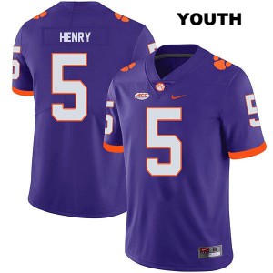 #5 K.J. Henry Clemson National Championship Youth Embroidery Jerseys Purple