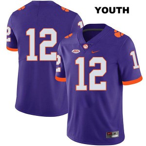 #12 K'Von Wallace Clemson Youth No Name Embroidery Jerseys Purple