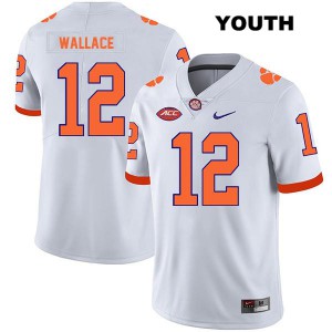 #12 K'Von Wallace Clemson National Championship Youth Football Jersey White