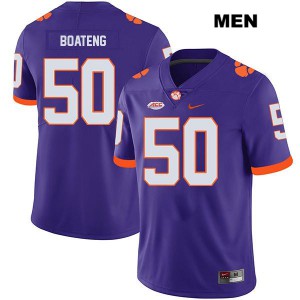 #50 Kaleb Boateng Clemson Tigers Mens Stitched Jersey Purple