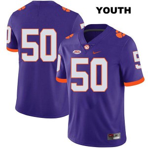 #50 Kaleb Boateng Clemson University Youth No Name Stitch Jersey Purple