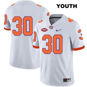 #30 Keith Maguire Clemson Tigers Youth No Name High School Jersey White