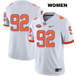 #92 Klayton Randolph Clemson Tigers Womens No Name Stitched Jerseys White