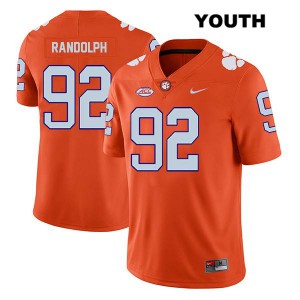#92 Klayton Randolph Clemson National Championship Youth Embroidery Jersey Orange