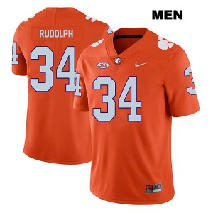 #34 Logan Rudolph Clemson University Mens Stitched Jerseys Orange