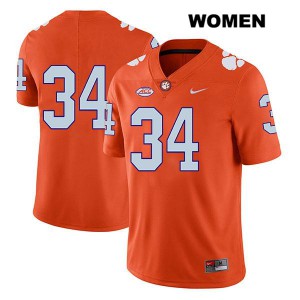 #34 Logan Rudolph Clemson National Championship Womens No Name Football Jersey Orange