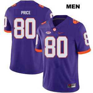 #80 Luke Price Clemson Tigers Mens University Jersey Purple