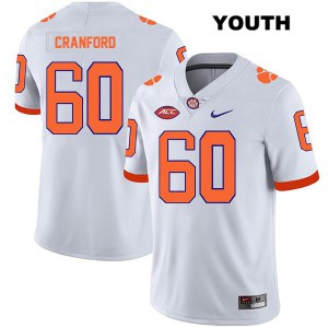#60 Mac Cranford Clemson National Championship Youth High School Jerseys White