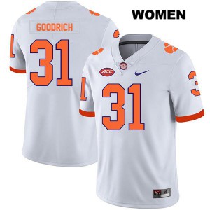 #31 Mario Goodrich Clemson University Womens College Jerseys White