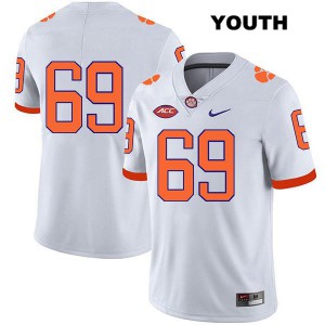#69 Marquis Sease Clemson Youth No Name Embroidery Jersey White