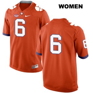 #6 Mike Jones Jr. Clemson National Championship Womens No Name Stitched Jerseys Orange