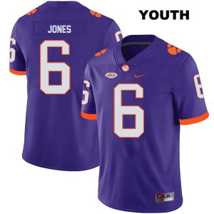 #6 Mike Jones Jr. Clemson Tigers Youth Embroidery Jersey Purple