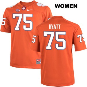 #75 Mitch Hyatt Clemson National Championship Womens Stitch Jerseys Orange