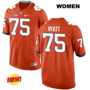 #75 Mitch Hyatt Clemson National Championship Womens Embroidery Jerseys Orange