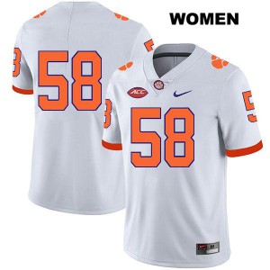 #58 Patrick Phibbs Clemson Tigers Womens No Name Stitched Jerseys White