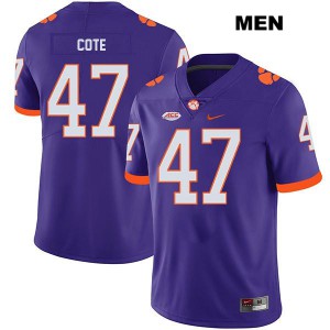 #47 Peter Cote Clemson Mens Embroidery Jersey Purple