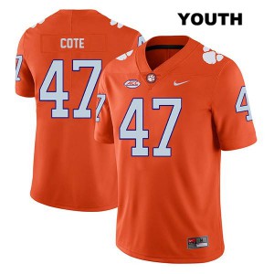 #47 Peter Cote Clemson Tigers Youth Official Jerseys Orange