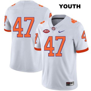 #47 Peter Cote Clemson Youth No Name High School Jerseys White