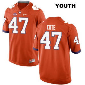 #47 Peter Cote Clemson Youth Embroidery Jerseys Orange