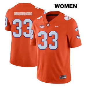 #33 Ruke Orhorhoro Clemson Tigers Womens University Jersey Orange