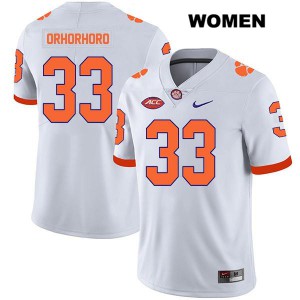 #33 Ruke Orhorhoro Clemson University Womens Stitched Jersey White