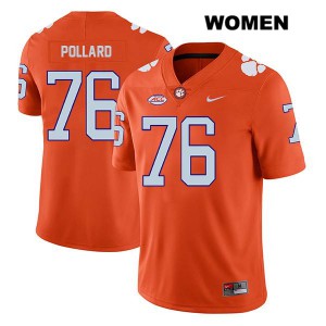 #76 Sean Pollard Clemson National Championship Womens Embroidery Jerseys Orange
