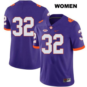 #32 Sylvester Mayers Clemson University Womens No Name Football Jerseys Purple