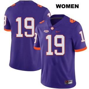 #19 Tanner Muse Clemson National Championship Womens No Name Embroidery Jersey Purple
