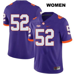 #52 Tayquon Johnson Clemson University Womens No Name Stitch Jerseys Purple