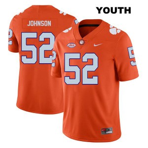#52 Tayquon Johnson Clemson University Youth Stitched Jerseys Orange