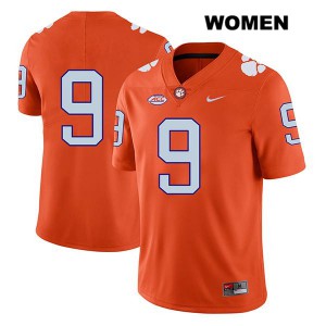 #9 Travis Etienne Clemson University Womens No Name Football Jersey Orange