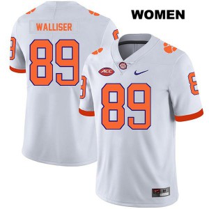 #89 Tristan Walliser Clemson National Championship Womens NCAA Jerseys White