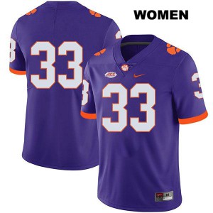 #33 Ty Lucas Clemson Tigers Womens No Name Stitched Jerseys Purple