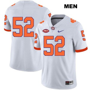 #52 Tyler Brown Clemson Tigers Mens No Name NCAA Jersey White
