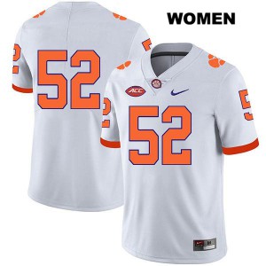 #52 Tyler Brown Clemson University Womens No Name Stitched Jerseys White