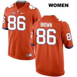 #86 Tyler Brown Clemson National Championship Womens Embroidery Jersey Orange