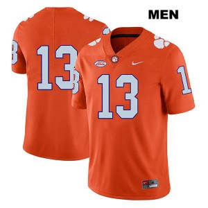 #13 Tyler Davis Clemson Tigers Mens No Name Stitched Jerseys Orange