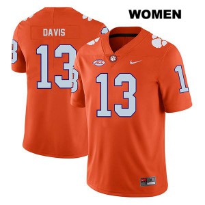 #13 Tyler Davis Clemson Tigers Womens Stitch Jerseys Orange