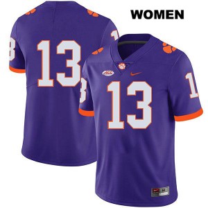 #13 Tyler Davis Clemson Tigers Womens No Name Stitched Jersey Purple