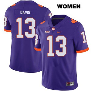 #13 Tyler Davis Clemson Womens Stitched Jerseys Purple