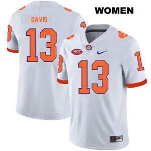 #13 Tyler Davis Clemson Womens Stitched Jerseys White