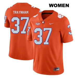 #37 Tyler Traynham Clemson National Championship Womens Football Jersey Orange