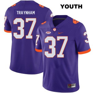 #37 Tyler Traynham Clemson Tigers Youth College Jersey Purple
