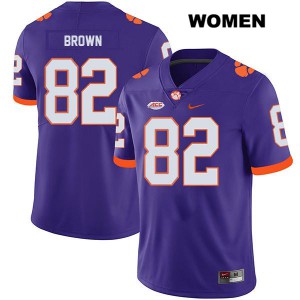 #82 Will Brown Clemson Womens Stitch Jersey Purple