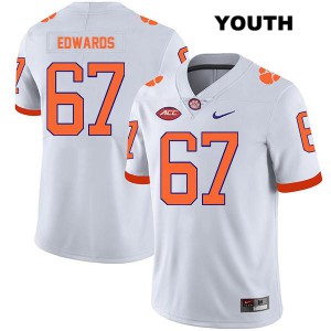 #67 Will Edwards Clemson National Championship Youth NCAA Jersey White