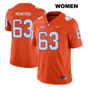 #63 Zac McIntosh Clemson National Championship Womens NCAA Jerseys Orange